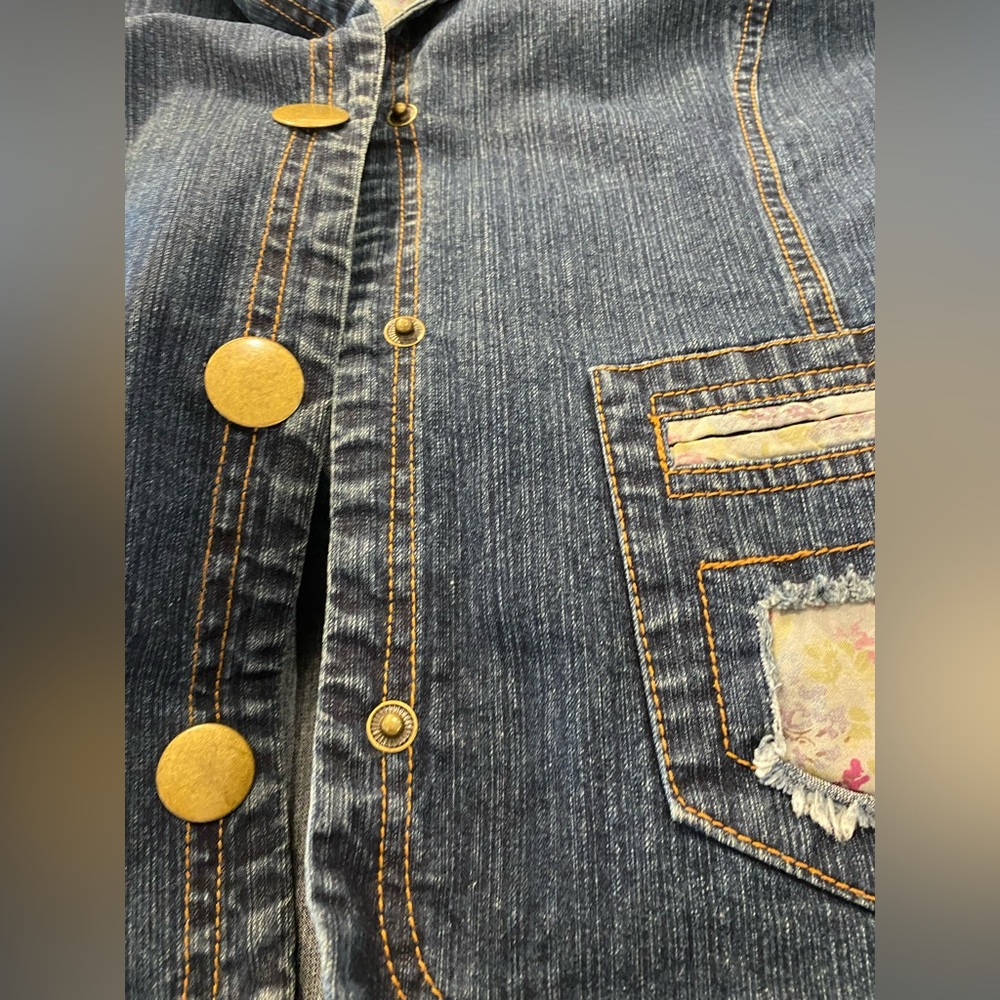 VSSP denim blazer jacket with floral details - Picture 3 of 9